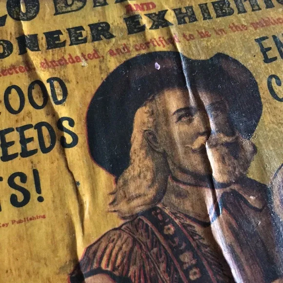 VTG Wild West Buffalo Bill Jesse James Lacquered Decoupage Burnished Wood Signs - Picture 5 of 8